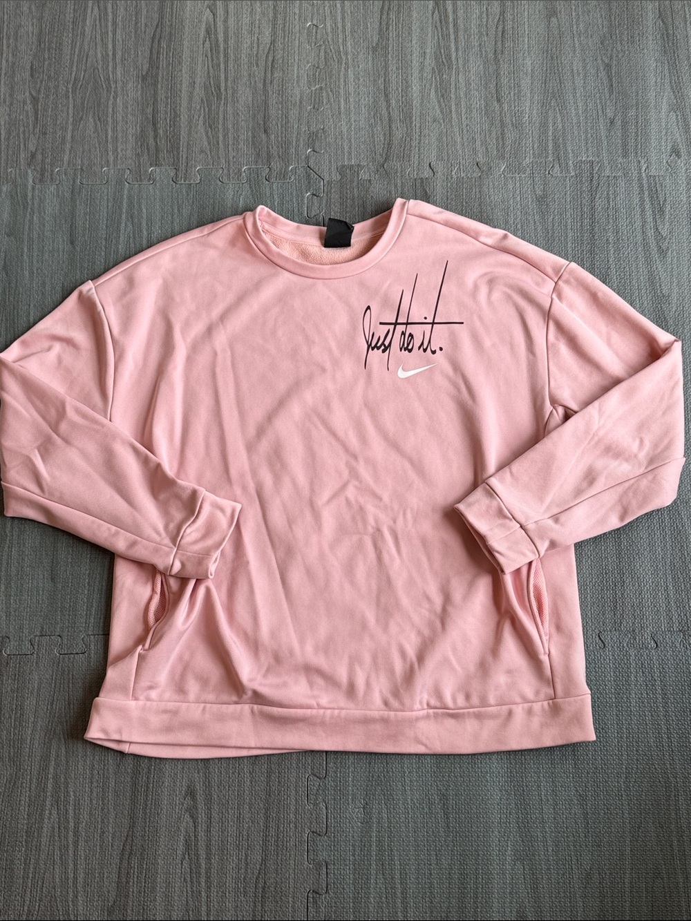 Nike Pink 'Just Do It' Script Crewneck Sweater - Women’s Size L